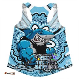 Cronulla-Sutherland Sharks Women Racerback Singlet Aboriginal Inspired Naidoc Week Custom For Die Hard Fan Supporters