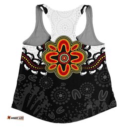 Australia Women Racerback Singlet Aboriginal Inspired Symbol Pattern White