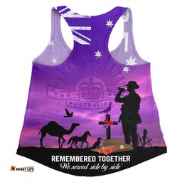 Australia Anzac Day Women Racerback Singlet - Anzac Day We Served Side By Side Women Racerback Singlet