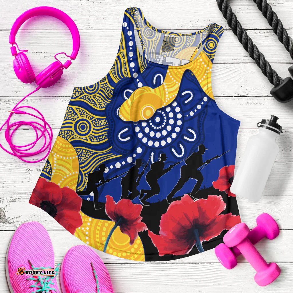 Parramatta Eels Rugby Women Racerback Tank Anzac Day Aboriginal Arts
