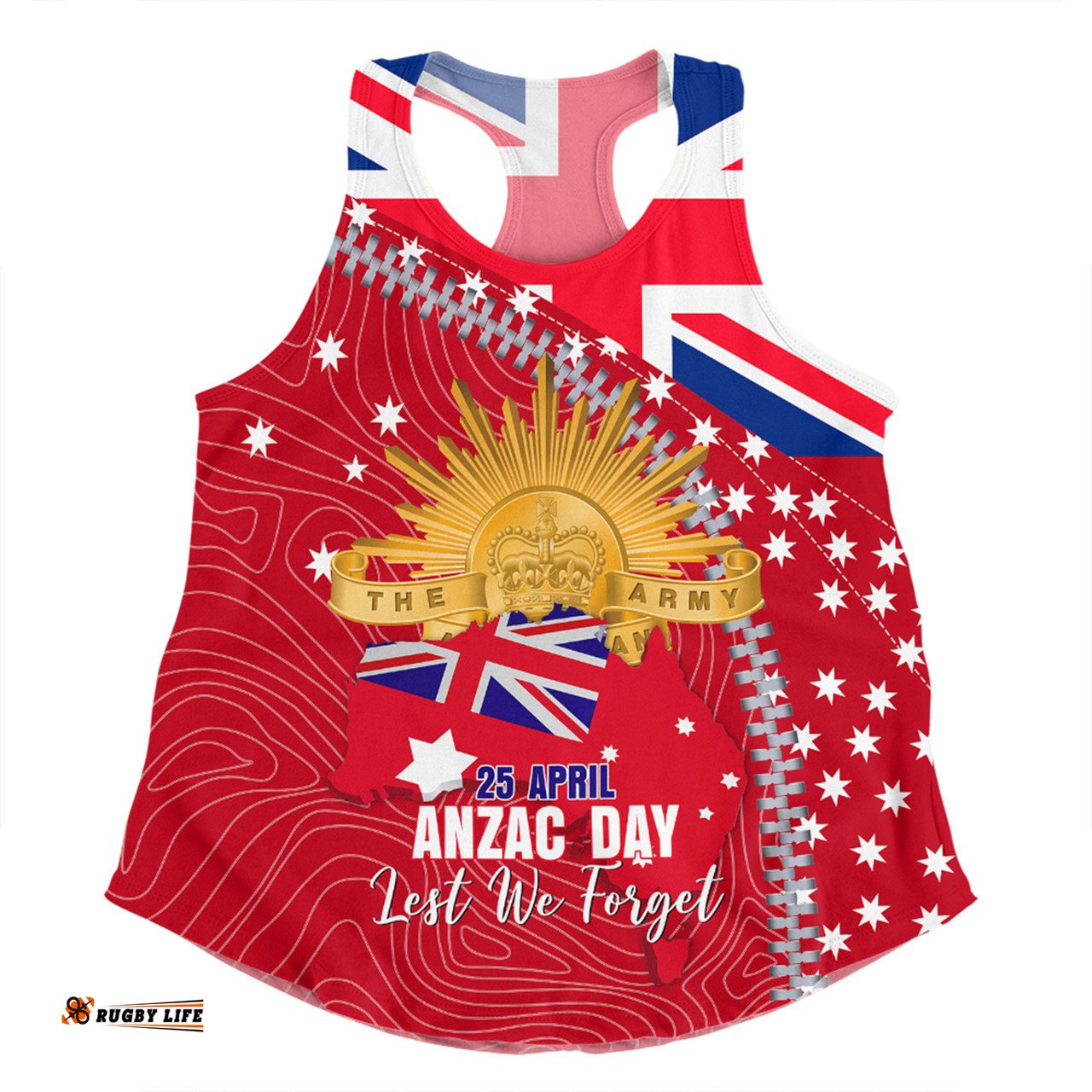 Australia Women Racerback Singlet - Anzac Day Lest We Forget Australian Red Ensign