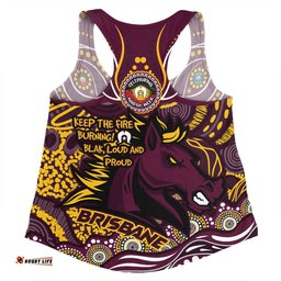 Brisbane Broncos Women Racerback Singlet Celebrating Naidoc Week 2024 Aboriginal Dot Art Inspired