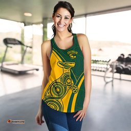 Australia Women Racerback Tank Australian Kangaroo & Aboriginal Patterns