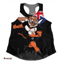 Wests Tigers Women Racerback Singlet Custom For Die Hard Fan Australia Flag Scratch Style