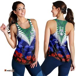 New Zealand Warriors Rugby Women Racerback Tank Anzac Day Maori Mix Camouflage
