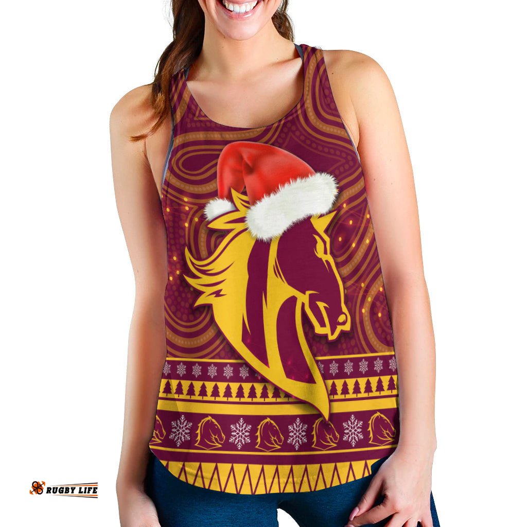 Broncos Christmas Women Racerback Tank Brisbane Indigenous