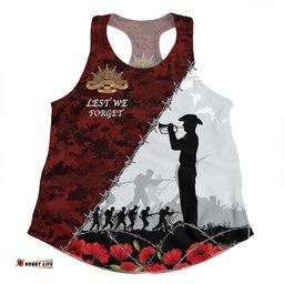 Australia Women Racerback Singlet - Anzac Day Poppy Flower And Barbed Wire
