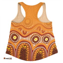 Australia Aboriginal Custom Women Racerback Singlet - Brown Aboriginal Dot Women Racerback Singlet
