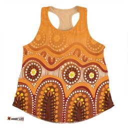 Australia Aboriginal Custom Women Racerback Singlet - Brown Aboriginal Dot Women Racerback Singlet