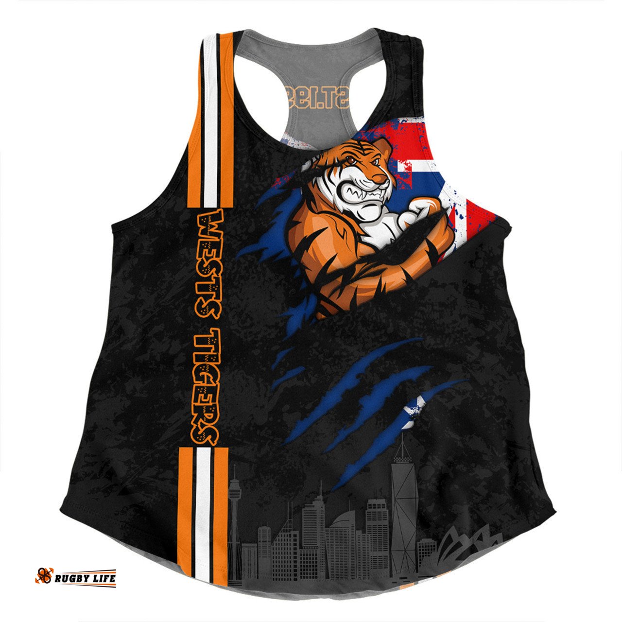 Wests Tigers Women Racerback Singlet - Happy Australia Day Flag Scratch Style