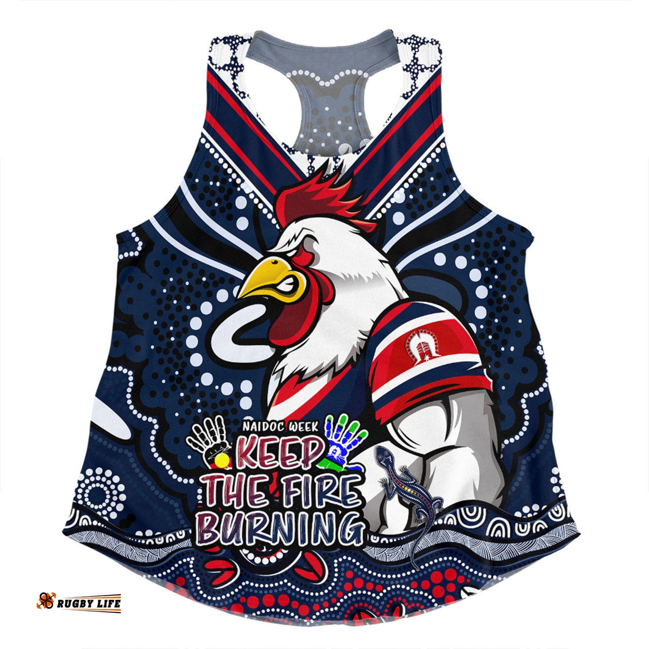 Sydney Roosters Women Racerback Singlet Aboriginal Inspired Naidoc Week Custom For Die Hard Fan Supporters