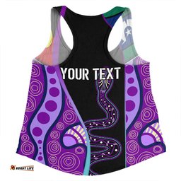 Australia Aboriginal Custom Women Racerback Singlet - Purple Indigenous Rainbow Serpent Inspired Women Racerback Singlet