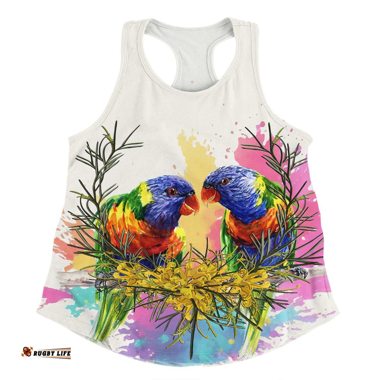 Australia Rainbow Lorikeets Women Racerback Singlet - Rainbow Lorikeets Color Art Women Racerback Singlet