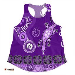 Australia Goanna Aboriginal Women Racerback Singlet - Indigenous Dot Goanna Purple Women Racerback Singlet