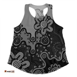 Australia Women Racerback Singlet Aboriginal Style Of Background Blue Grey, Orange
