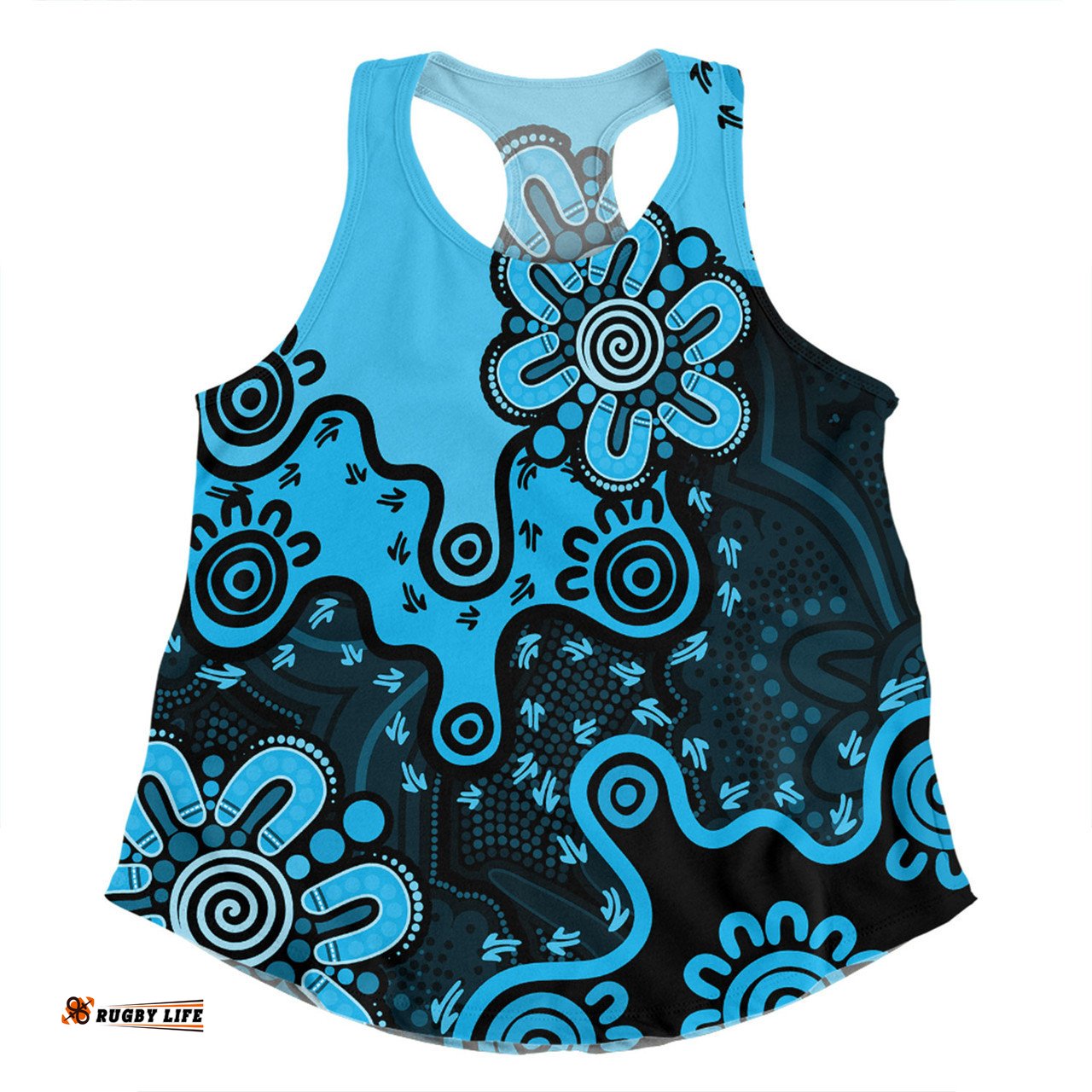 Australia Women Racerback Singlet Aboriginal Style Of Background Blue Grey, Orange