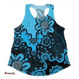 Australia Women Racerback Singlet Aboriginal Style Of Background Blue Grey, Orange