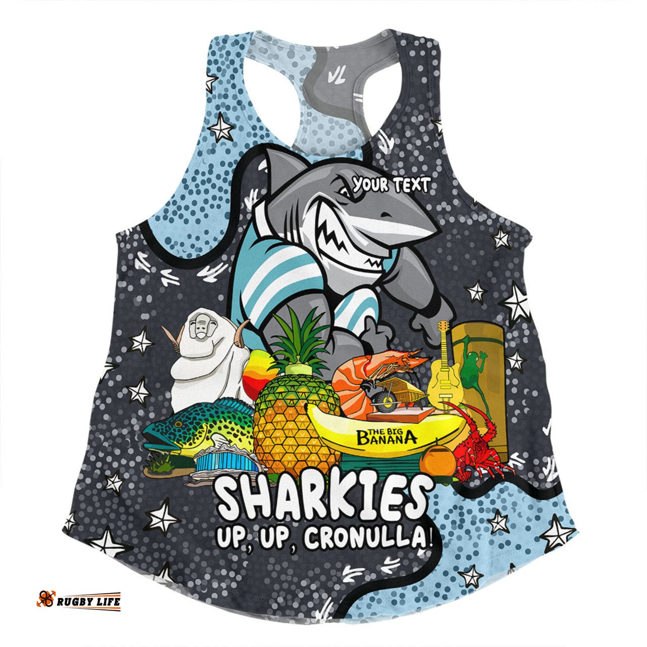 Cronulla-Sutherland Sharks Custom Women Racerback Singlet - Australian Big Things Women Racerback Singlet