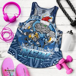 Cockroaches  Christmas Women Racerback Tank - Custom NSW Blues Cockroaches Mascot With Aboriginal Inspired