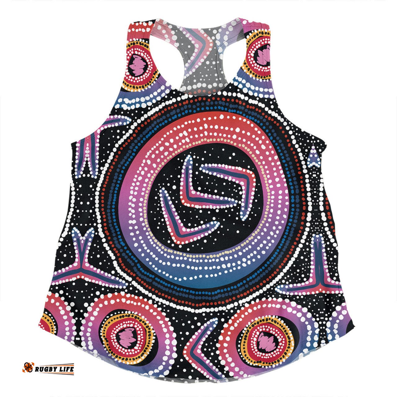 Australia Aboriginal Women Racerback Singlet - Aboriginal Boomerang Dot Art Women Racerback Singlet