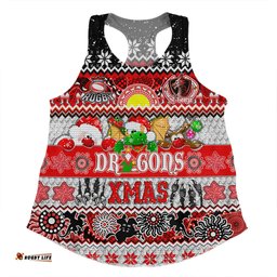 St. George Illawarra Dragons Christmas Aboriginal Custom Women Racerback Singlet - Indigenous Knitted Ugly Xmas Style Women Racerback Singlet