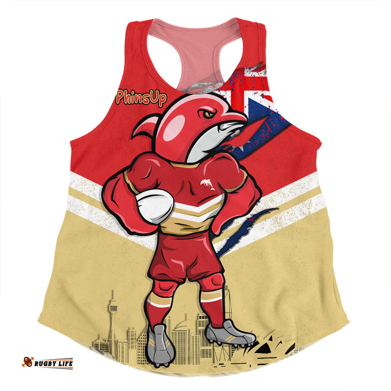 Redcliffe Dolphins Women Racerback Singlet Custom For Die Hard Fan Australia Flag Scratch Style