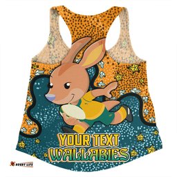 Australia Wallabies Custom Women Racerback Singlet - Team With Dot And Star Patterns For Tough Fan Women Racerback Singlet