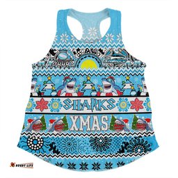 Cronulla-Sutherland Sharks Christmas Aboriginal Custom Women Racerback Singlet - Indigenous Knitted Ugly Xmas Style Women Racerback Singlet