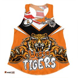 Wests Tigers Women Racerback Singlet - Happy Australia Day We Are One And Free V2
