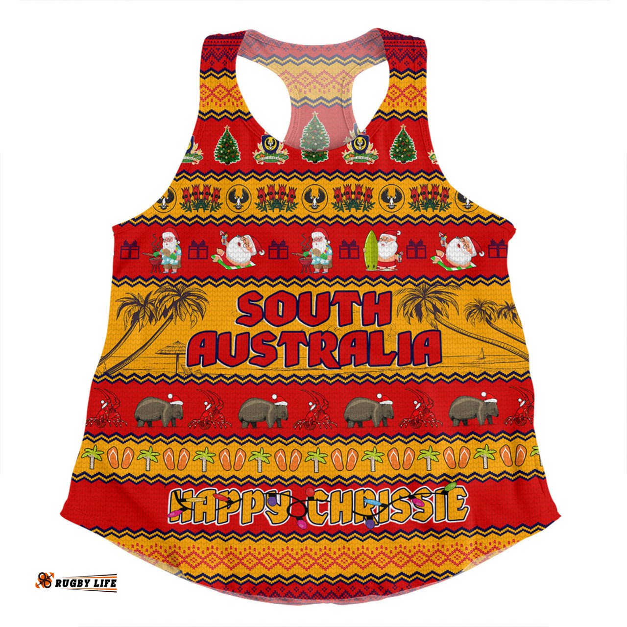 South Australia Christmas Custom Women Racerback Singlet - Happy Chrissie Ugly Style Women Racerback Singlet