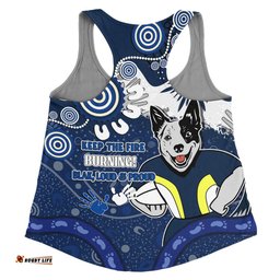 North Queensland Cowboys Women Racerback Singlet Aboriginal Indigenous Naidoc Week Dreamtime Dot Painting With Flag