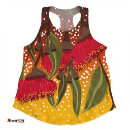 Australia Aboriginal Women Racerback Singlet - Red Eucalyptus Aboriginal Dot Art Women Racerback Singlet