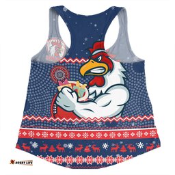 Sydney Roosters Christmas Custom Women Racerback Singlet - Ugly Xmas And Aboriginal Patterns For Die Hard Fan Women Racerback Singlet