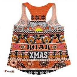 Wests Tigers Christmas Aboriginal Custom Women Racerback Singlet - Indigenous Knitted Ugly Xmas Style Women Racerback Singlet