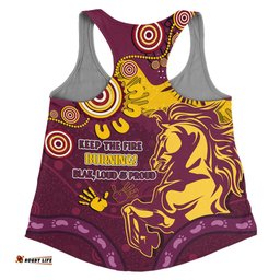 Brisbane Broncos Women Racerback Singlet Aboriginal Indigenous Naidoc Week Dreamtime Dot Painting With Flag
