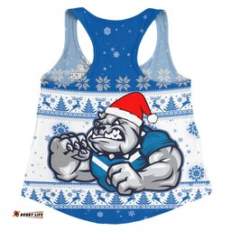 Canterbury-Bankstown Bulldogs Christmas Custom Women Racerback Singlet - Special Ugly Christmas Women Racerback Singlet