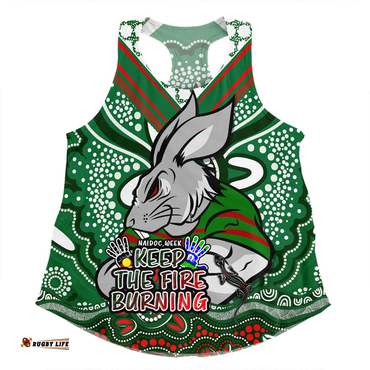 South Sydney Rabbitohs Women Racerback Singlet Aboriginal Inspired Naidoc Week Custom For Die Hard Fan Supporters