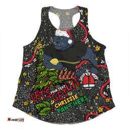 Penrith Panthers Christmas Custom Women Racerback Singlet - Let's Get Lit Chrisse Pressie Women Racerback Singlet