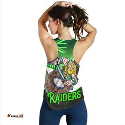 Canberra Raiders Women Racerback Tank - Canberra Raiders Mascot With Australia Flag