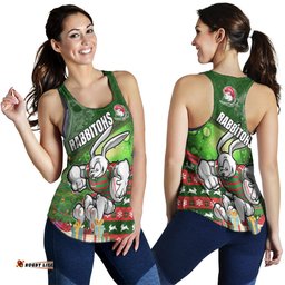 South Sydney Rabbitohs Women Racerback Tank - Christmas Tree Rabbit Ball Women Racerback Tank