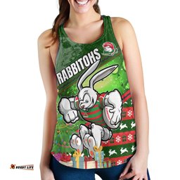 South Sydney Rabbitohs Women Racerback Tank - Christmas Tree Rabbit Ball Women Racerback Tank