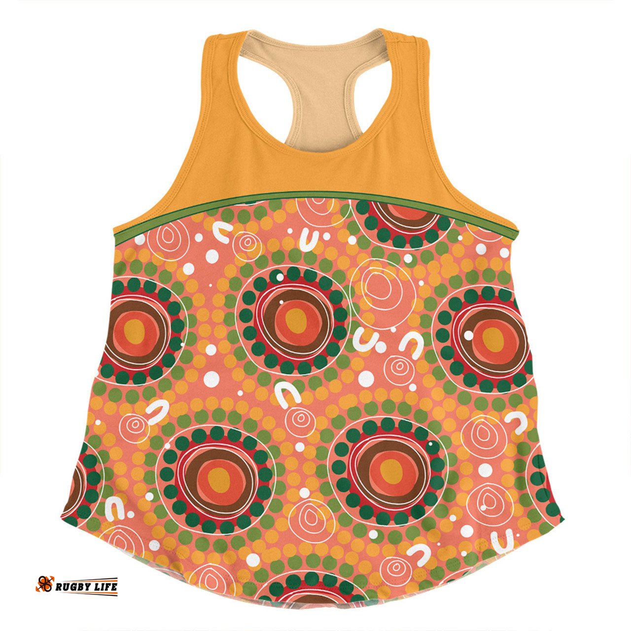 Australia Aboriginal Custom Women Racerback Singlet - Abstract Seamless Pattern With Aboriginal Inspired Women Racerback Singlet