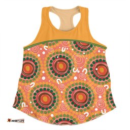 Australia Aboriginal Custom Women Racerback Singlet - Abstract Seamless Pattern With Aboriginal Inspired Women Racerback Singlet