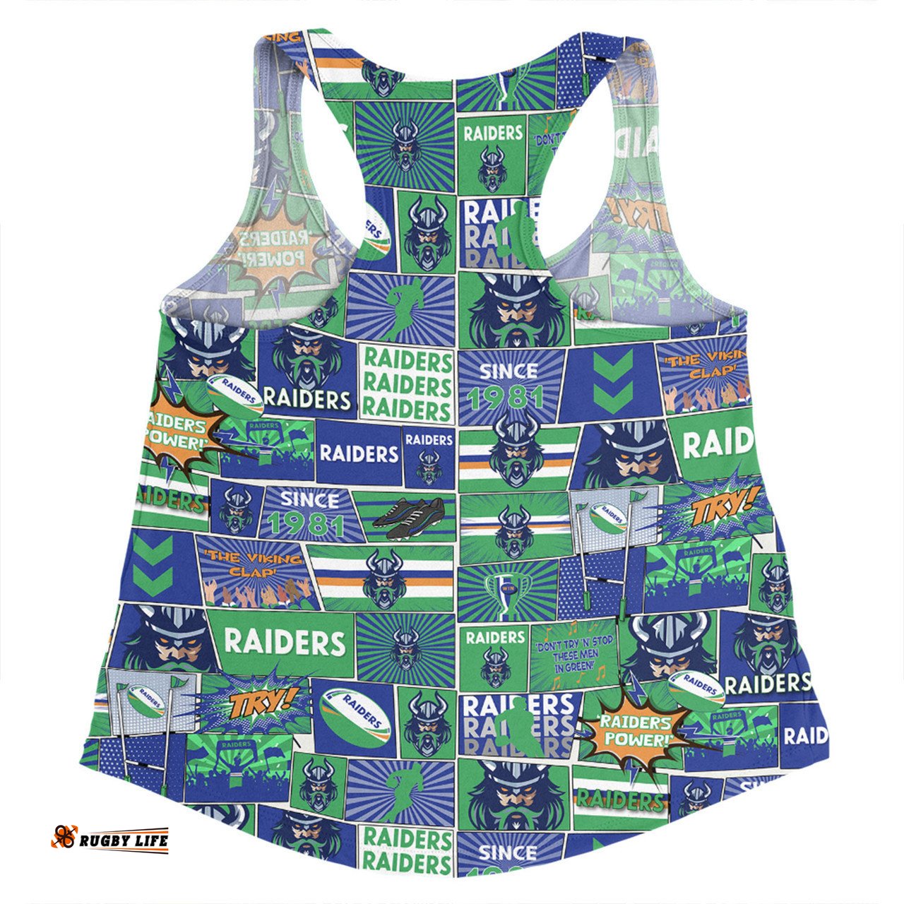 Canberra Raiders Women Racerback Singlet - Team Of Us Die Hard Fan Supporters Comic Style Women Racerback Singlet