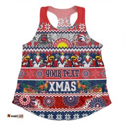 Sydney Roosters Christmas Aboriginal Custom Women Racerback Singlet - Indigenous Knitted Ugly Xmas Style Women Racerback Singlet