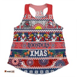 Sydney Roosters Christmas Aboriginal Custom Women Racerback Singlet - Indigenous Knitted Ugly Xmas Style Women Racerback Singlet