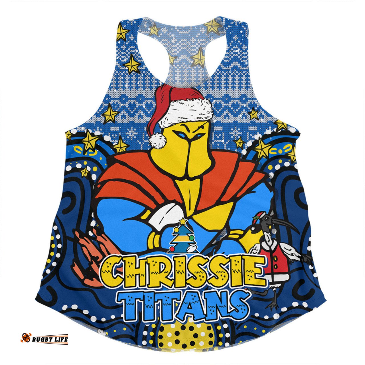 Gold Coast Titans Christmas Custom Women Racerback Singlet - Christmas Knit Patterns Vintage Jersey Ugly Women Racerback Singlet