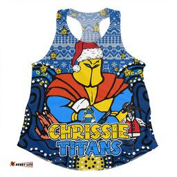 Gold Coast Titans Christmas Custom Women Racerback Singlet - Christmas Knit Patterns Vintage Jersey Ugly Women Racerback Singlet