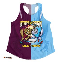 Queensland Maroons Women Racerback Singlet Custom State Of Origin 2024 Tough Fan Rugby For Life QLD vs NSW