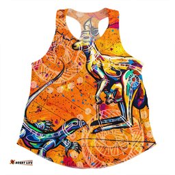 Australia Kangaroo Aboriginal Women Racerback Singlet - Australia Kangaroo And Goanna Women Racerback Singlet